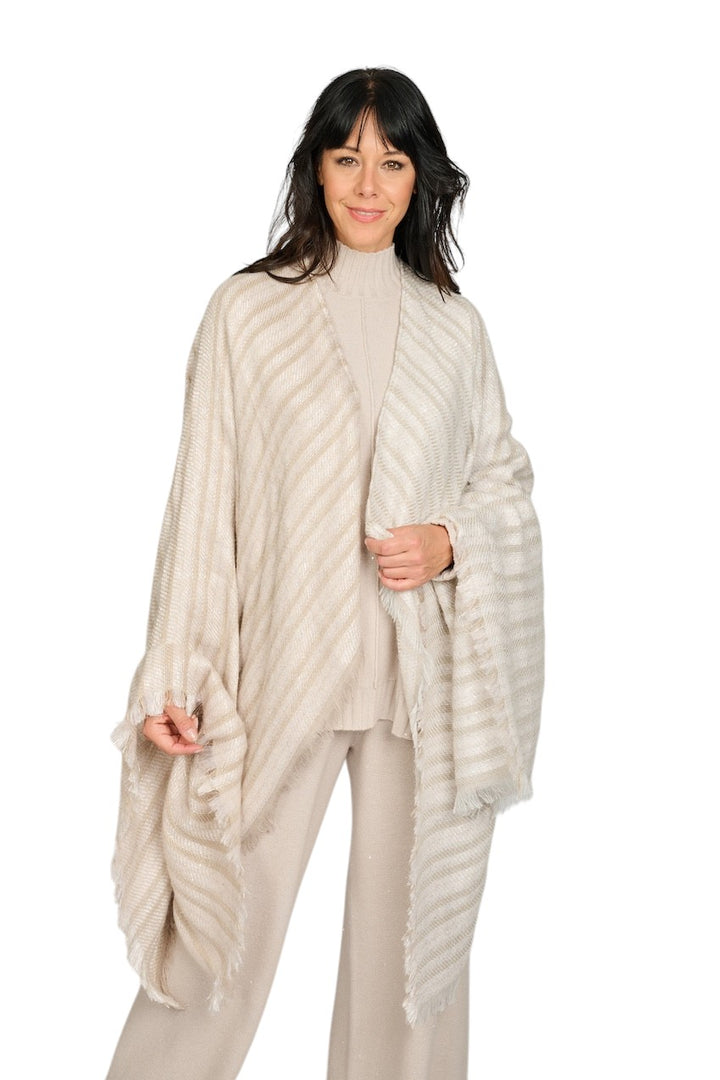 Panicale Cashmere poncho dames greige D37PONCHO 0225.