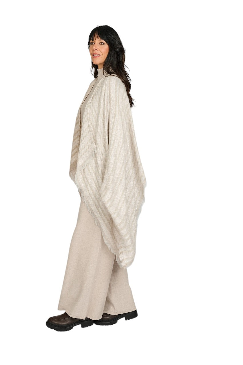 Panicale Cashmere poncho dames greige D37PONCHO 0225.