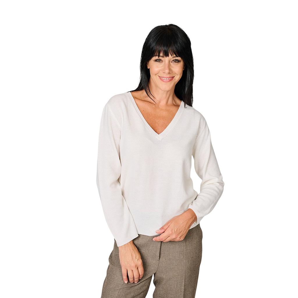 anneclaire-maglione-a-colli-alto-scollo a V-da-donna-ecru-d1839-857-201