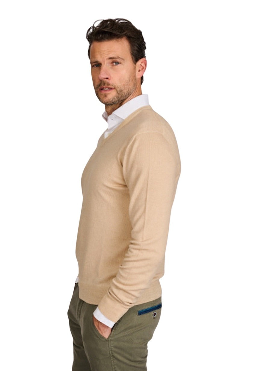 Gran Sasso Men pull trui v-hals heren beige 55115/22792/204