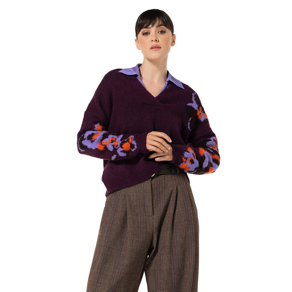 maglione-caroline-biss-pull-scollo a V-donna-multi-4263-59