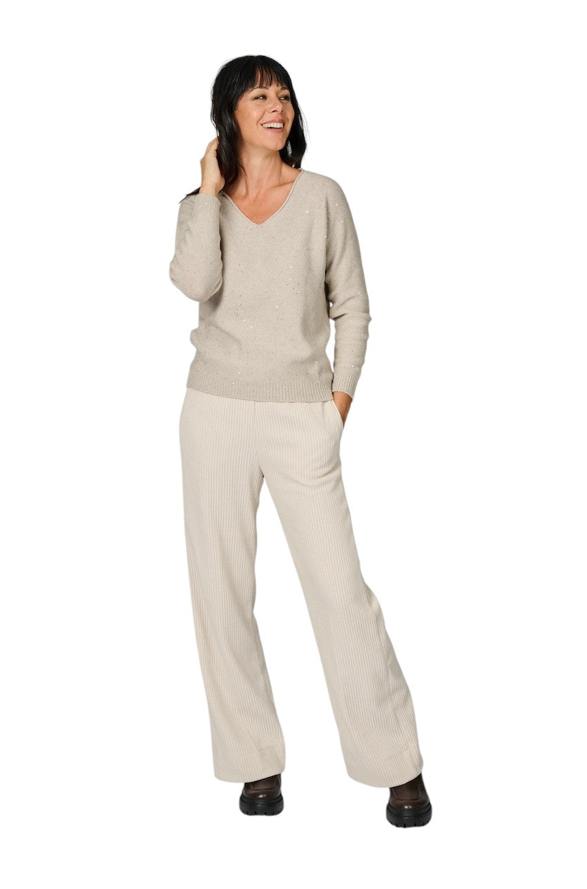 Gran Sasso Women pull trui v-hals dames greige 14203/33003 110