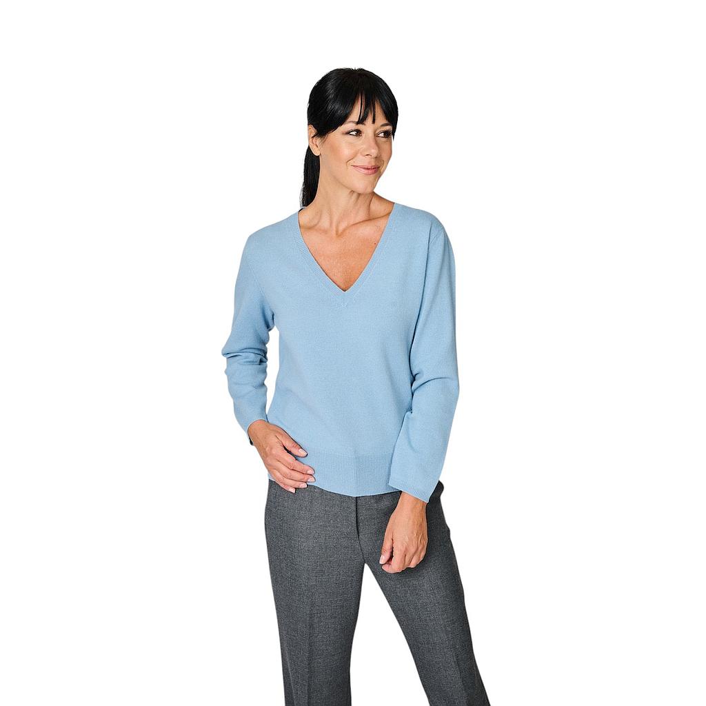 anneclaire-maglione-a-maniche-lunghe-scollo a V-da-donna-colore del cielo-d1839-857-21