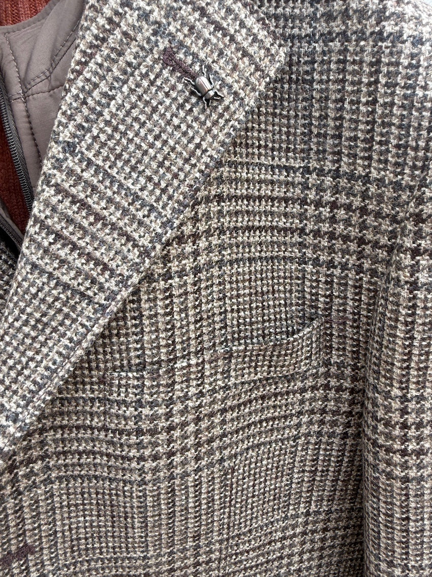 CC Collection Corneliani herreblazer brun, detalje af stof, tern og revers