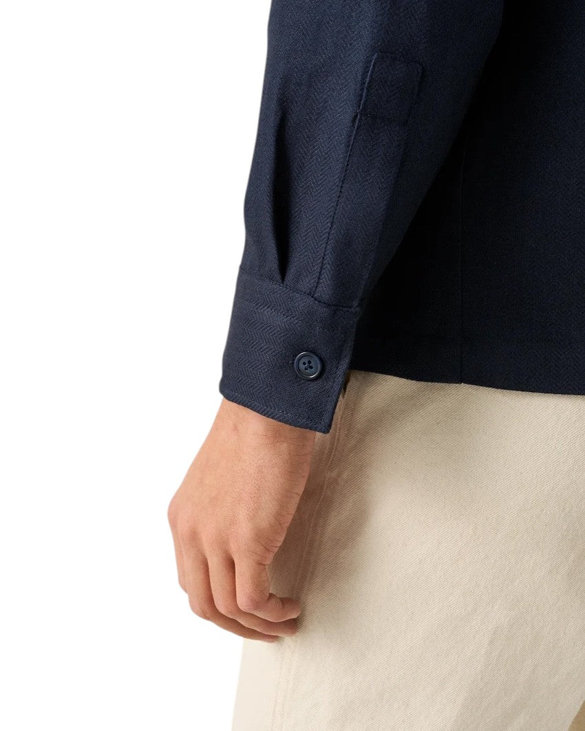 Eton 4 pocket linnen lyocell overhemd lange mouwen heren marine 10001469928