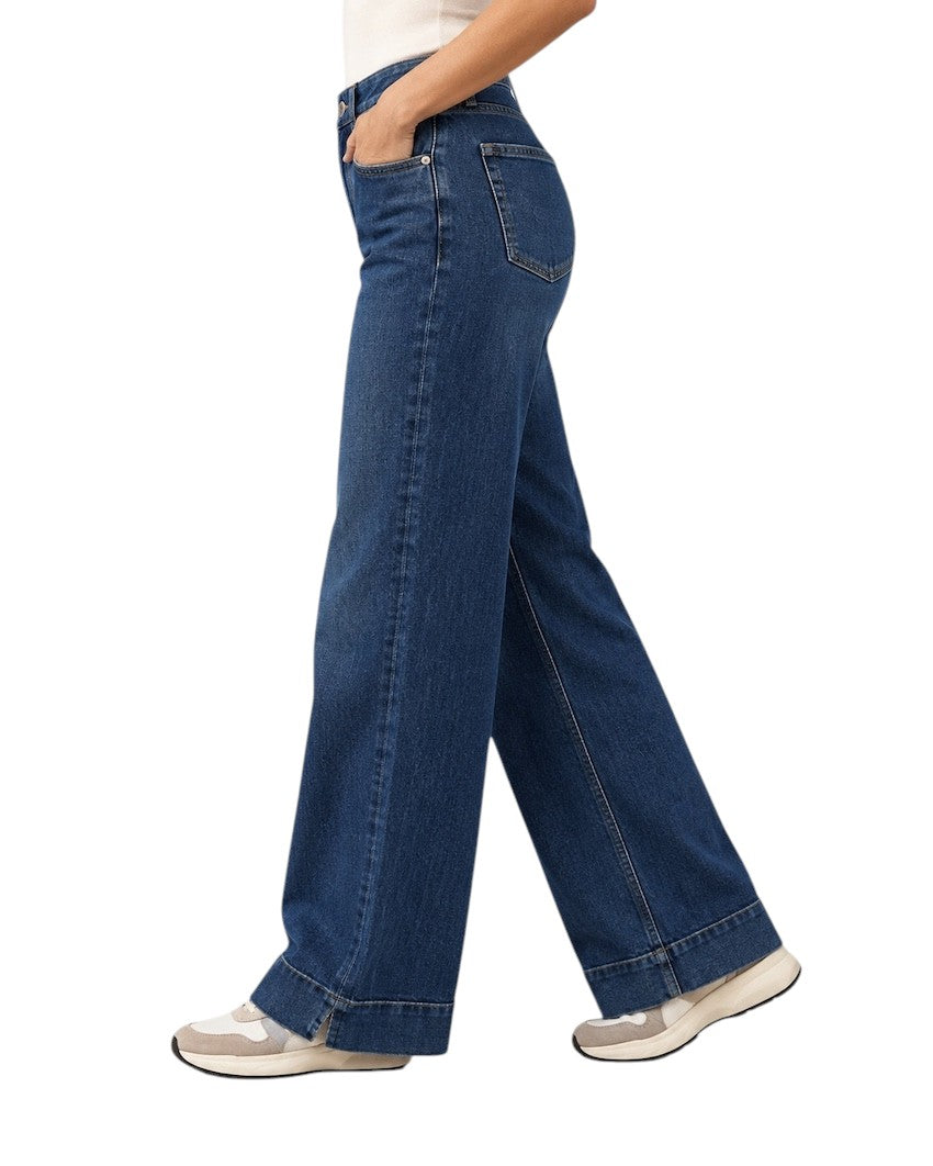 FRAME damesjeans blauwe denim — zijaanzicht
