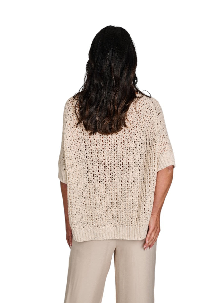 Hemisphere pull trui ronde hals dames beige 2613SQ905-17 SQ1