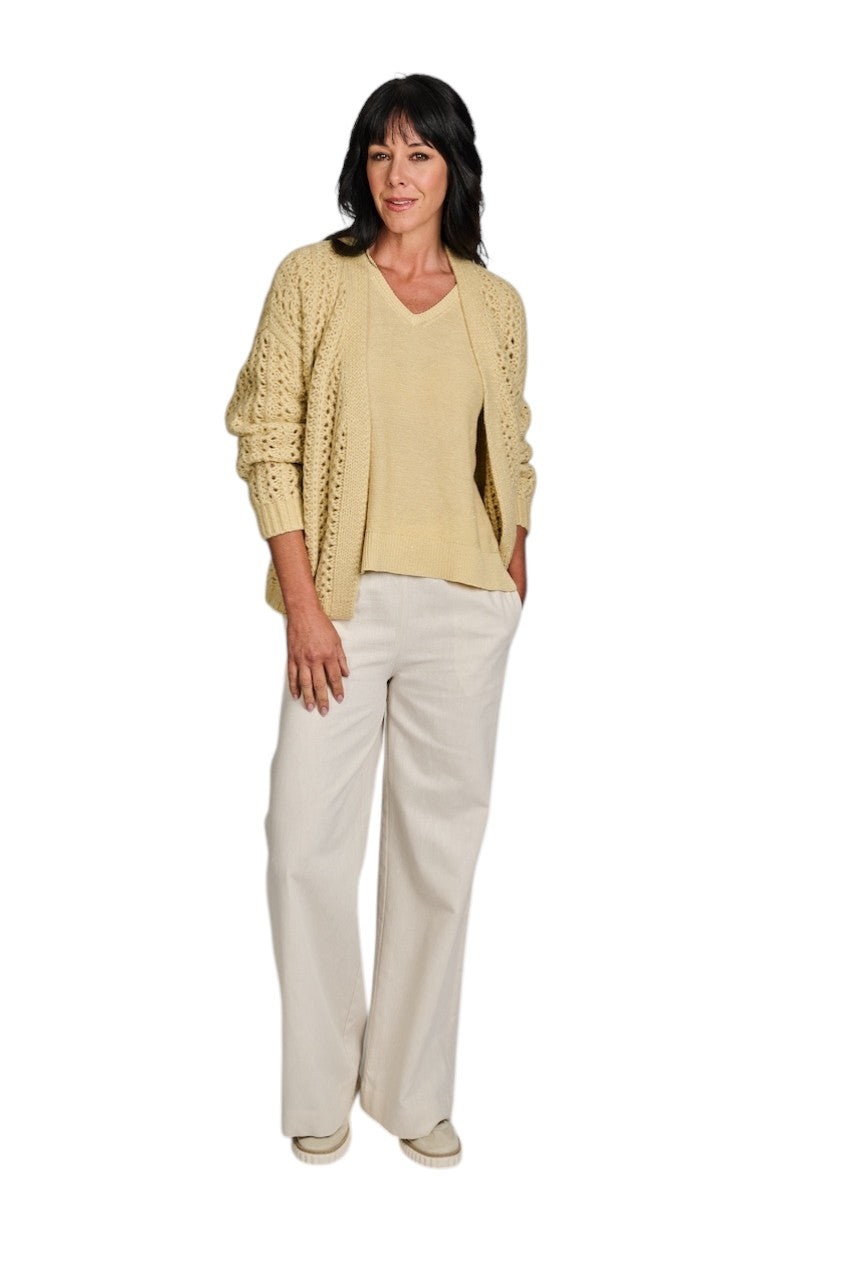 Hemisphere pull trui v-hals dames geel 261X828SQ-12 254