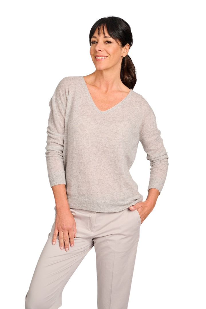 Hemisphere pull trui v-hals dames grijs Frap 2511341SL-4 900