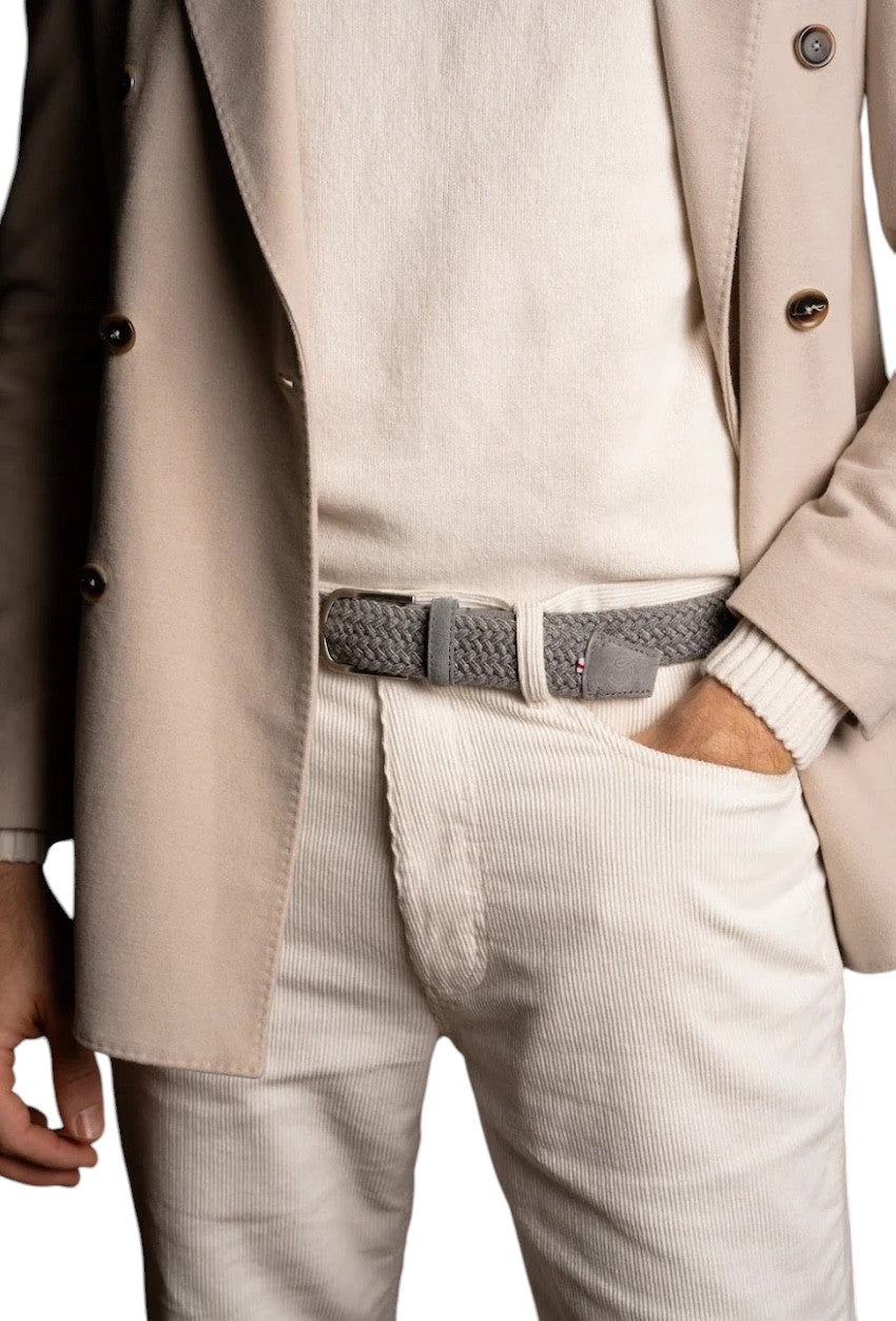 La Boucle riem heren grijs DUNDEE SUEDE WOOL EFFECT.
