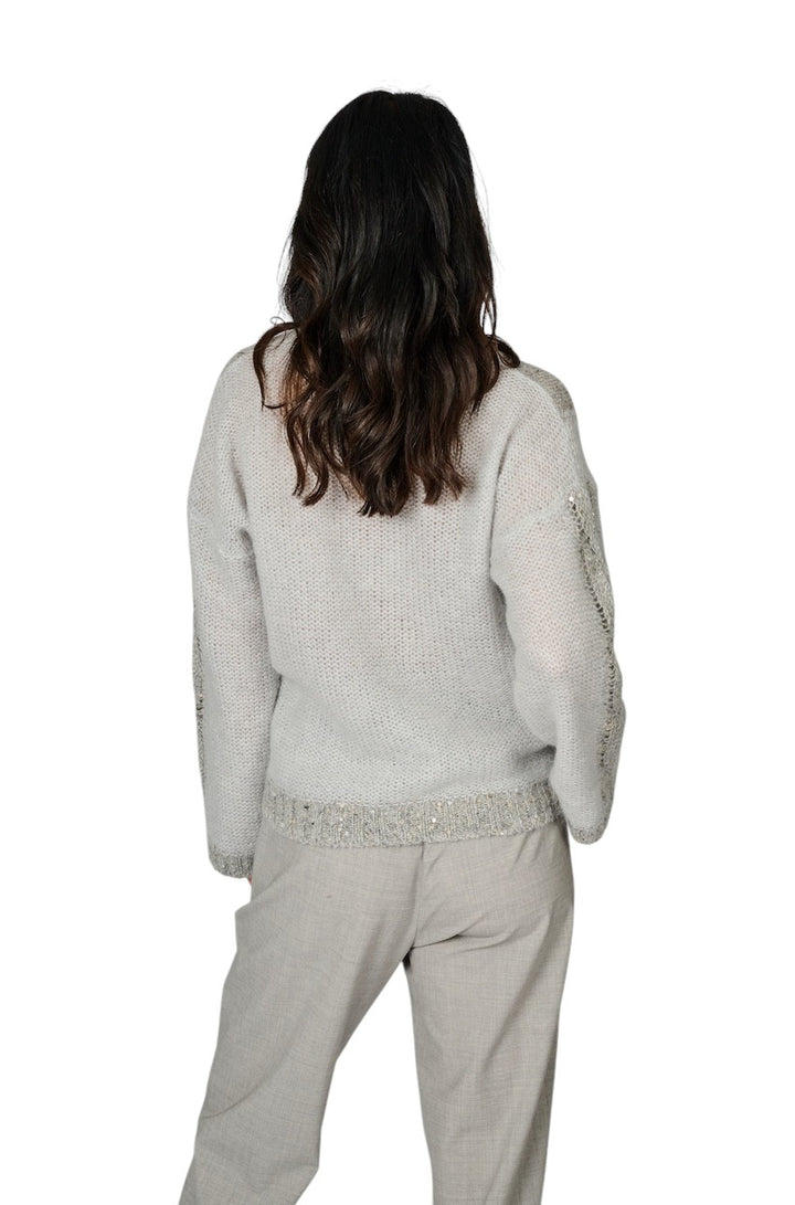 Panicale Cashmere pull trui ronde hals dames grijs D370771G 37D63B 0915