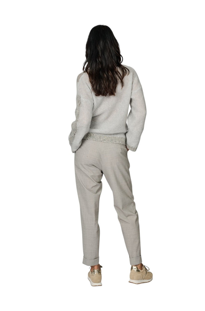 Panicale Cashmere pull trui ronde hals dames grijs D370771G 37D63B 0915