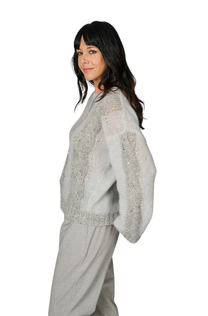 Panicale Cashmere pull trui ronde hals dames grijs D370771G 37D63B 0915