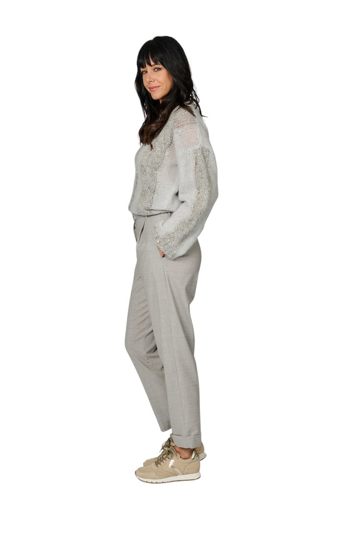 Panicale Cashmere pull trui ronde hals dames grijs D370771G 37D63B 0915