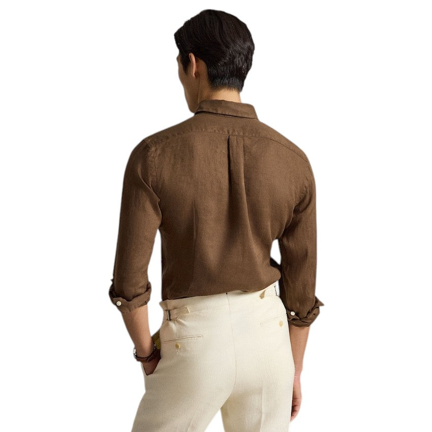 Polo Ralph Lauren Men hemd lange mouwen heren bruin custom fit 710966294514