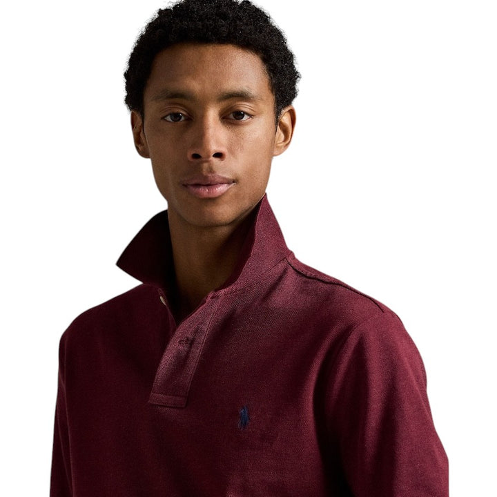 Polo Ralph Lauren Men polo shirt lange mouwen heren bordeaux custom slim fit 710680790095