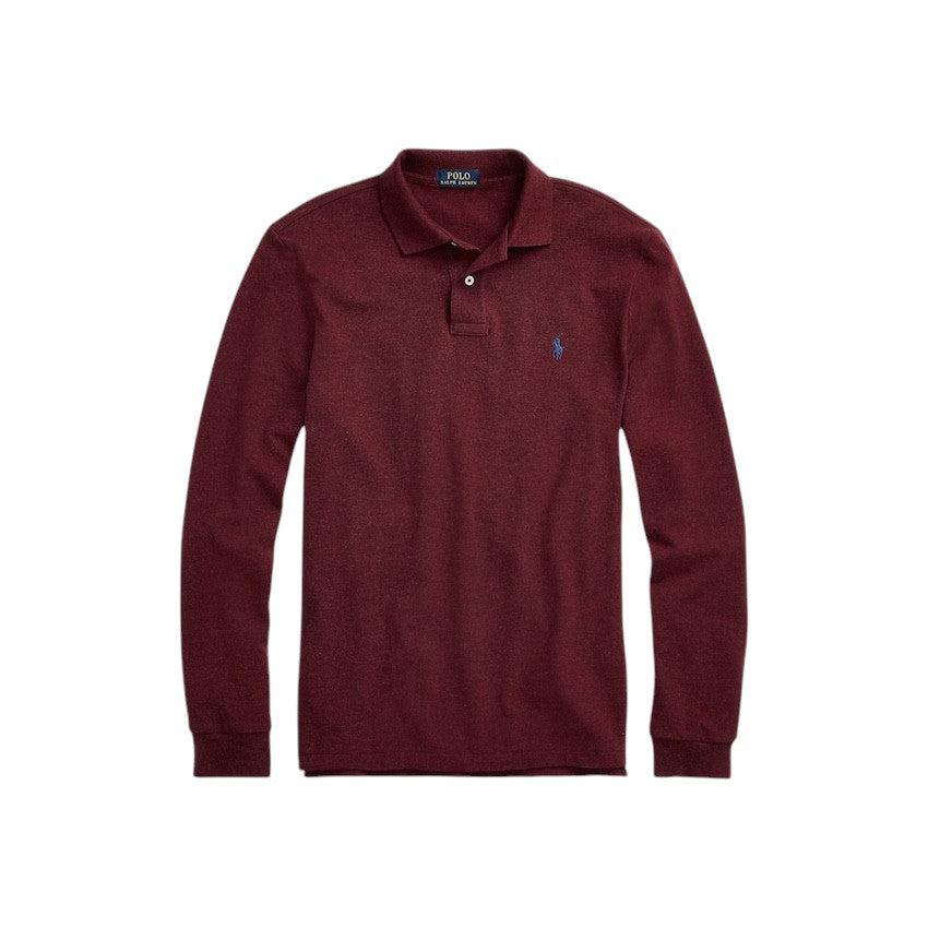 Polo Ralph Lauren Men polo shirt lange mouwen heren bordeaux custom slim fit 710680790095