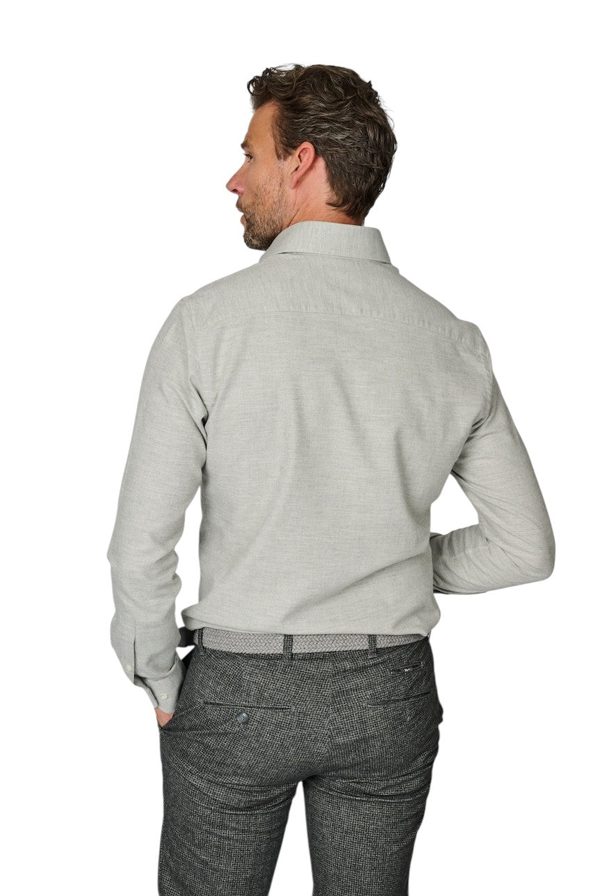 Profuomo hemd lange mouwen heren grijs katoen - wol PPWH30022E