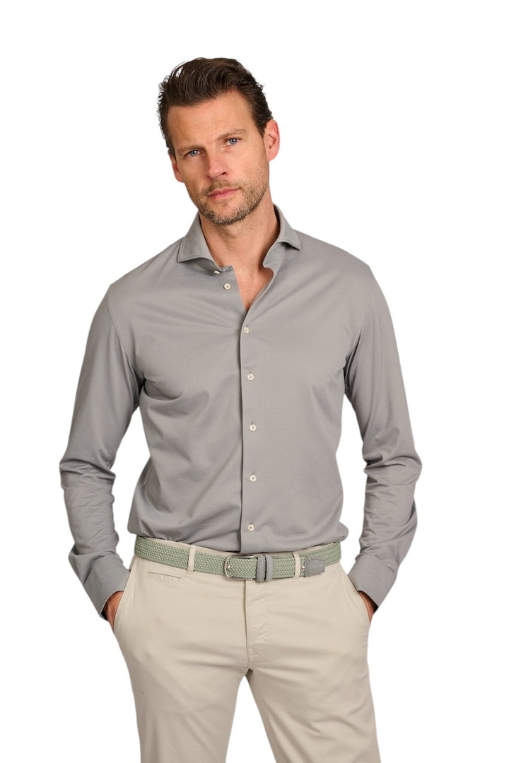 Camisa Profuomo manga larga slim fit verde para hombre