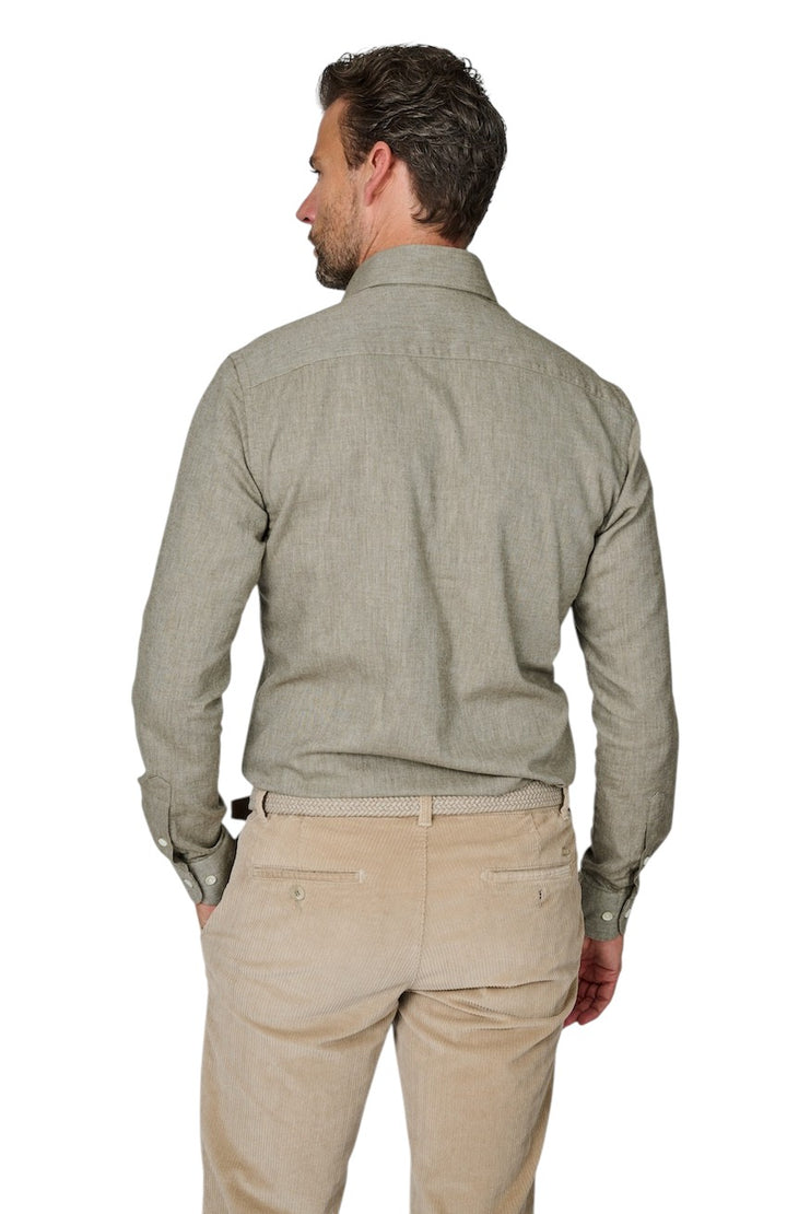 Profuomo hemd lange mouwen heren groen katoen - wol PPWH30022D