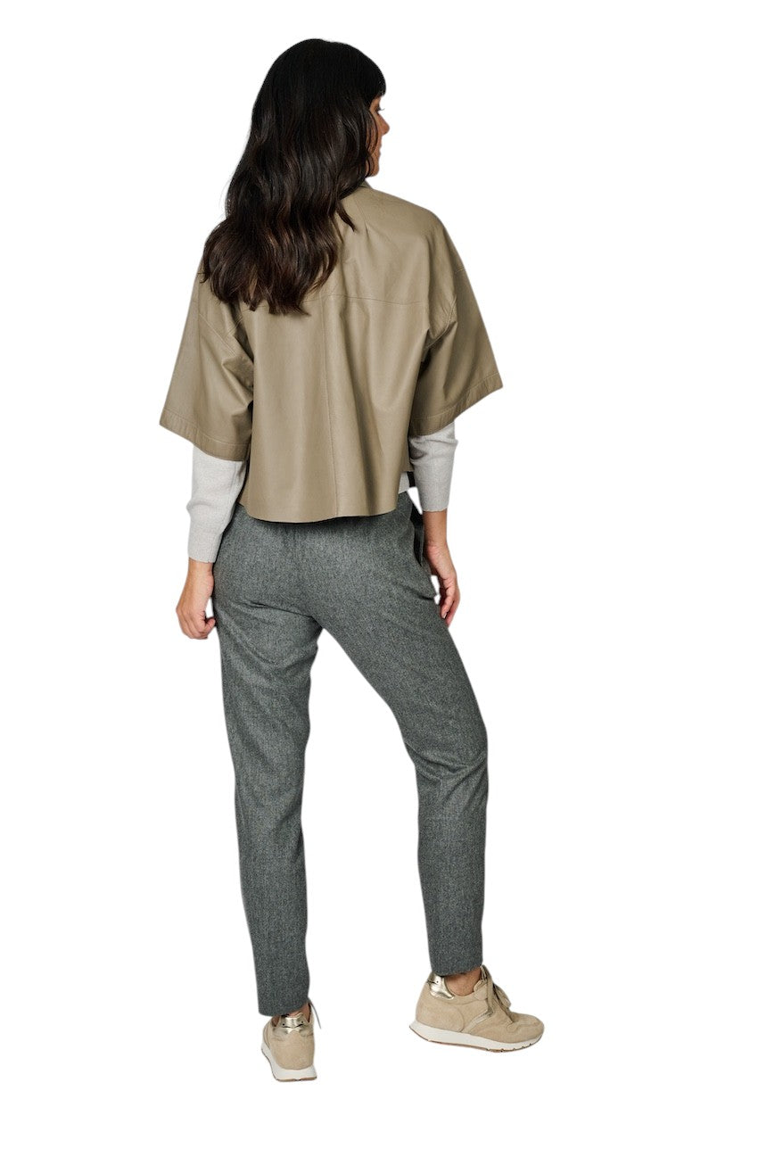 Riani leren vest dames taupe 571010-9027 528