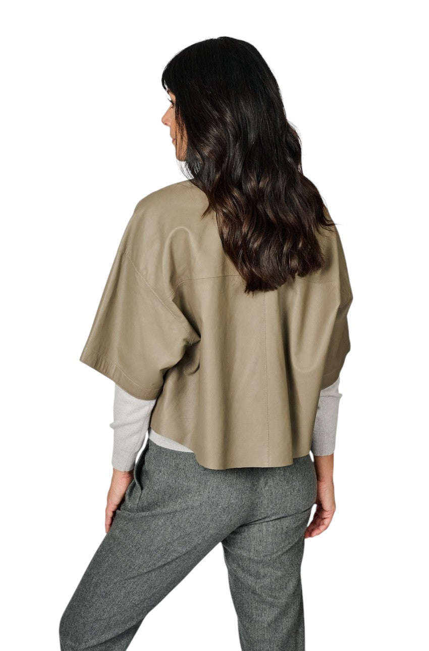 Riani leren vest dames taupe 571010-9027 528