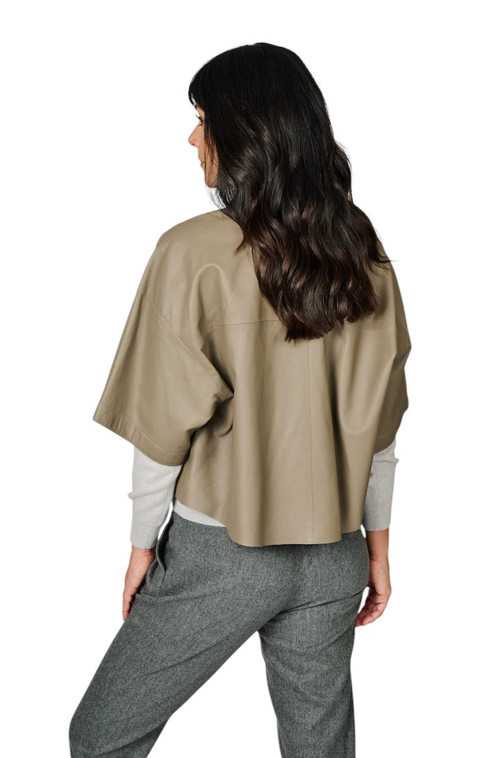 Riani leren vest dames taupe 571010-9027 528