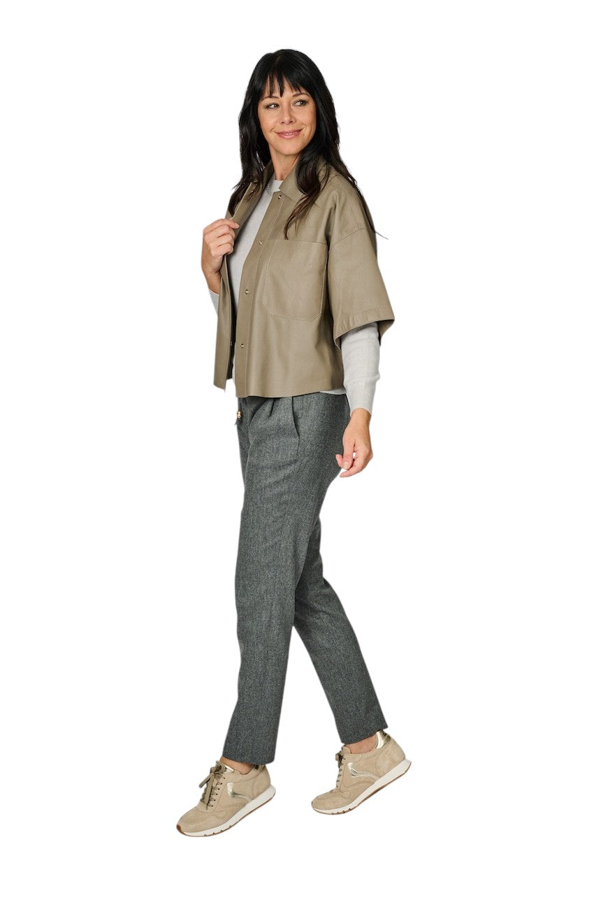Riani leren vest dames taupe 571010-9027 528