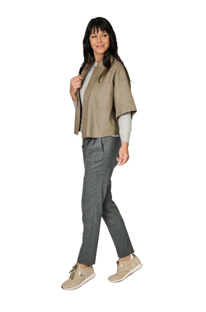 Riani leren vest dames taupe 571010-9027 528